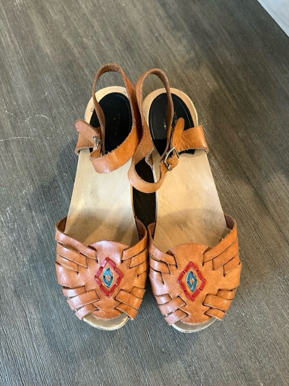 SWEDISH HASBEENS Wood Clogs, Size 7.5, 38, Color Light Brown.